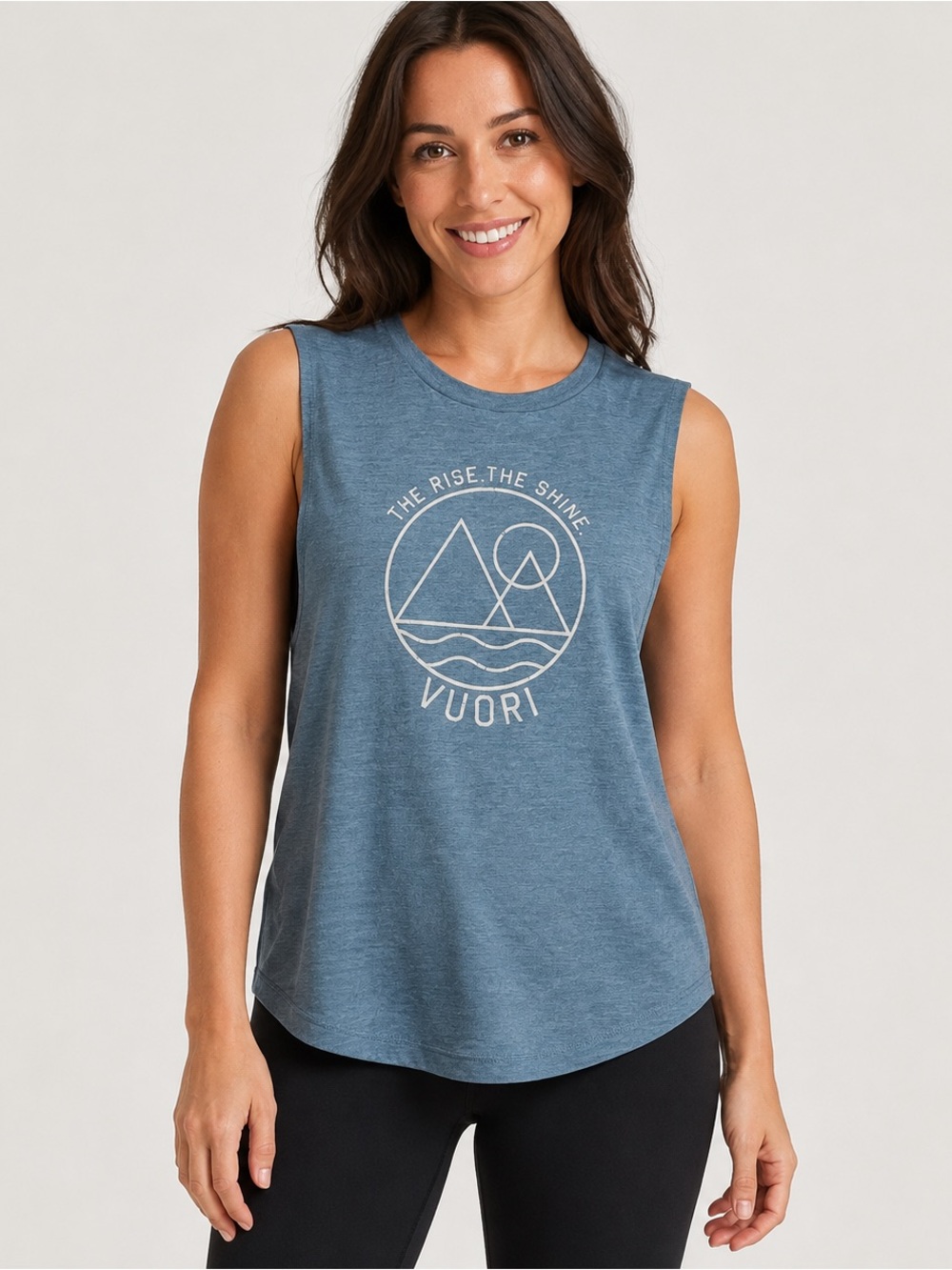 Soft Vuori graphic tank with a relaxed fit—perfect for workouts or everyday wear